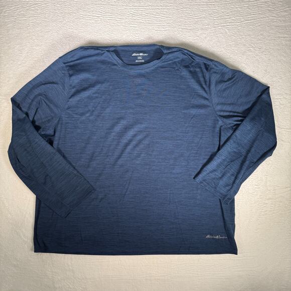 Eddie Bauer Legend Wash Shirt Mens XXL Blue Long Sleeve Tee Solid Crew Cotton - Picture 1 of 8